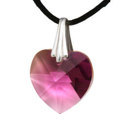 Light purple Swarovski crystal heart with a cord chain