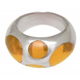 Steel ring with yellow acrylic circles