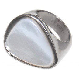 Steel ring with Mother of Pearl inlay