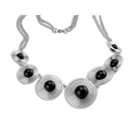 Spectacular - Collier delicate steel spirals with black agate balls