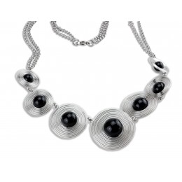 Spectacular - Collier delicate steel spirals with black agate balls