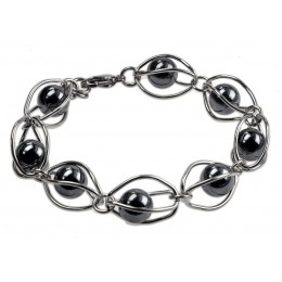 Steel bracelet with hematite beads