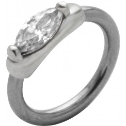 Front closure ring with 925 sterling silver clasp and oval Swarovski crystal