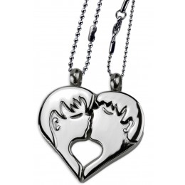 Partner pendant "kissing couple" made of stainless steel with individual engraving