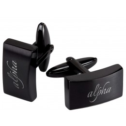 Cufflinks rectangular made of stainless steel with black PVD coating with your engraving
