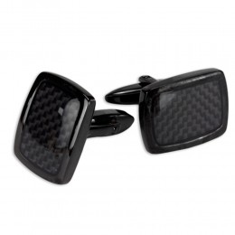 Cufflinks made of stainless steel, black, carbon look