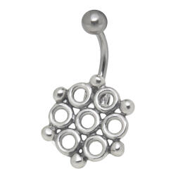 Belly button piercing with a retro design made of 925 silver 1.6x6mm / 1.6x8mm / 1.6x10mm / 1.6x12mm / 1.6x14mm