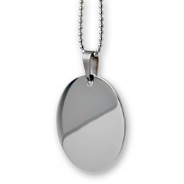 Shiny stainless steel oval pendant, 30x25mm