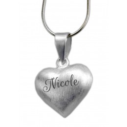 Heart-shaped silver pendant with individual engraving