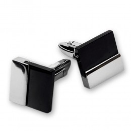 Cufflinks in stainless steel, square, black and white