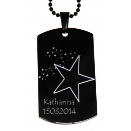 Pendant dog tag 29x50mm made of stainless steel with black PVD coating and individual engraving