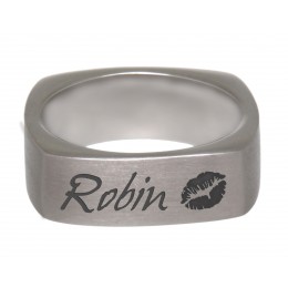 Square ring made of stainless steel with your desired engraving