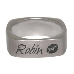 Square ring made of stainless steel with your desired engraving