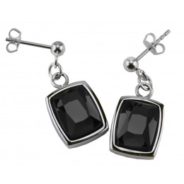Earrings stainless steel crystal black
