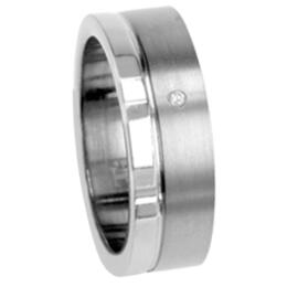 Titanium ring with diamond 1 side recess matt and polished