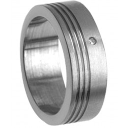 Titanium ring with diamond matte 3 side grooves and polished