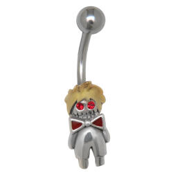 Belly button piercing with a zombie boy as a design 1.6x10mm