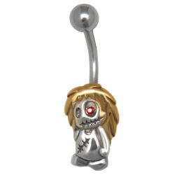 Belly button piercing with a zombie design of blond punks 1.6x10mm