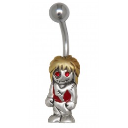 Belly button piercing with a zombie punker blond design 1.6x10mm