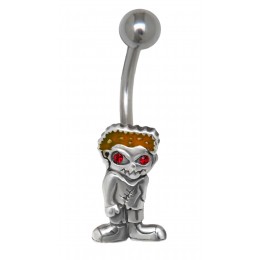 Belly button piercing with a zombie punk design crew cut 1.6x10mm