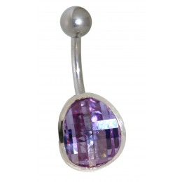 Navel piercing 1.6x10mm with a curved zirconia in different colors set in silver