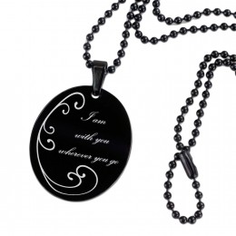 Pendant oval stainless steel PVD black coated individual engraving, style dog tag