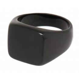 Stainless steel signet ring with square engraving area, , 16.15mm, black