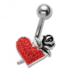 Navel piercing motif heart with rose