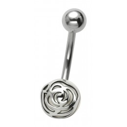 316L Navel piercing, pearl with flower ornament motif
