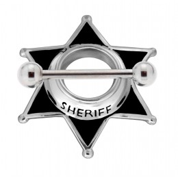 Nipple piercing shield 925 silver sheriff star motif