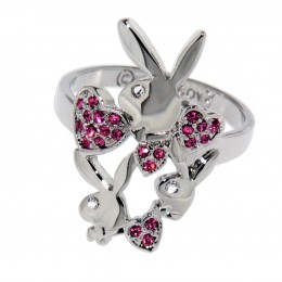 Original Playboy ring with small pink crystal stones