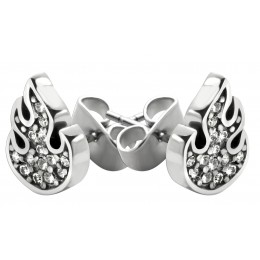 316L Ear studs, FLAME motif, crystals