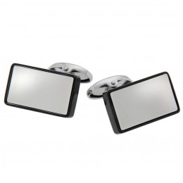 Cufflinks made of high-gloss stainless steel in a black frame
