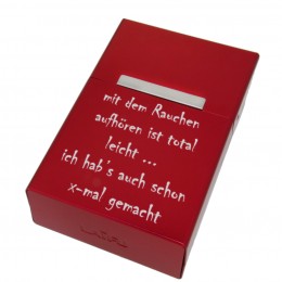 Red aluminum cigarette case with individual engraving