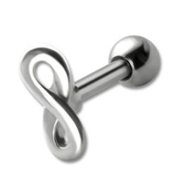 TIP Ear piercing with 925 silver infinity symbol as a design
