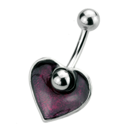 Navel piercing with moving heart, ornaments