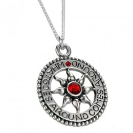 Pendant 925 sterling silver, motif sun, light red