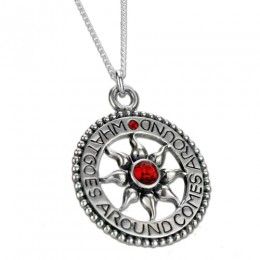 Pendant 925 sterling silver, motif sun, light red