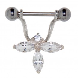 Nipple piercing made of 925 sterling silver with Swarovski stone