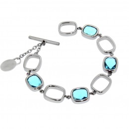 Bracelet made of stainless steel with gemstones - aquamarine