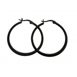 Steel earrings, black hoop earrings with click fasteners