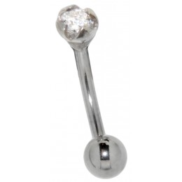 Belly button piercing with clear crystal, miniature flower