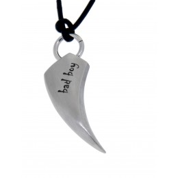 Steel pendant in the shape of a tiger tooth with your individual engraving