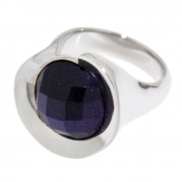 SPECIAL OFFER Brilliantly polished ring in stainless steel with a purple faceted stone in purple