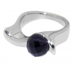 SPECIAL OFFER Ring in stainless steel with purple faceted stone in purple