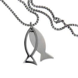 316L steel pendant with fish motif