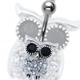 Piercing navel owl, motif 925 sterling silver