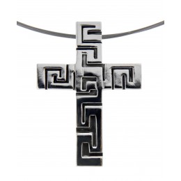 Sterling silver cross pendant, shiny & oxidized
