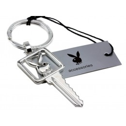 PLAYBOY key ring silver-plated in the shape of a key