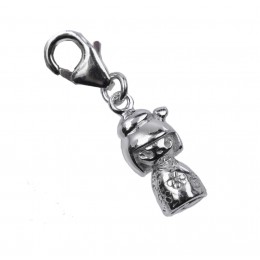 925 silver pendant for bracelet or necklace Kokeshi doll 04 / butterfly motif